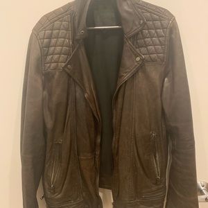 All saints brown leather jacket